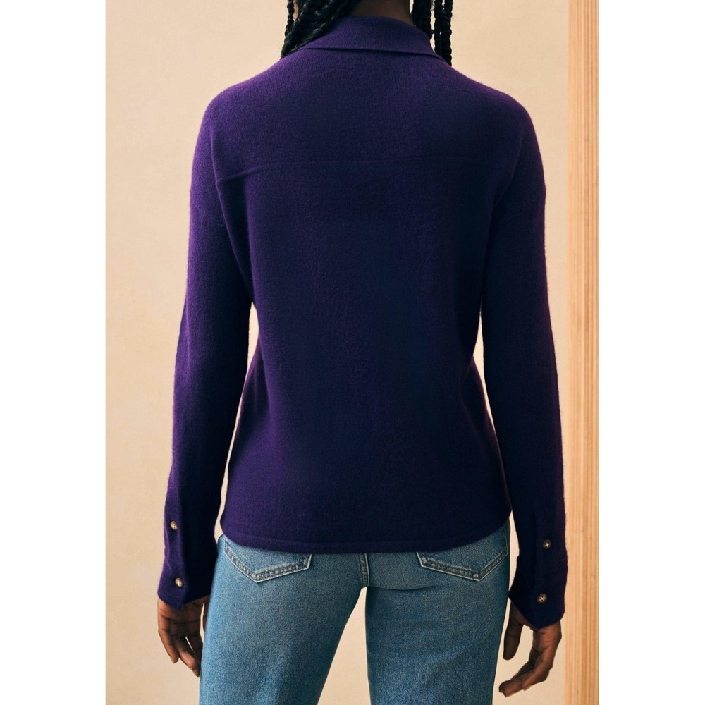 Faherty Cloud Cashmere Sweater Shirt Purple Button Front Medium Quiet Luxury - Picture 11 of 16